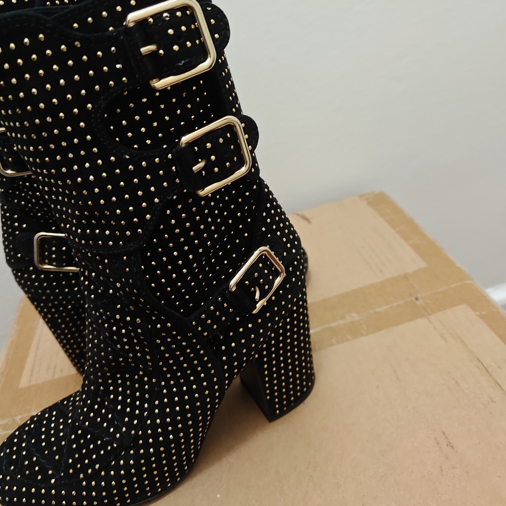 Laurence Dacade Black and Gold Buckle Heeled Boots - Picture 4 of 9